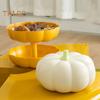 Pumpkin Snack Holder Halloween Divided Serving Tray with Lid 3 Compartments Fork Storage Easy To Clean Serving Container for Fruits Nuts Candies