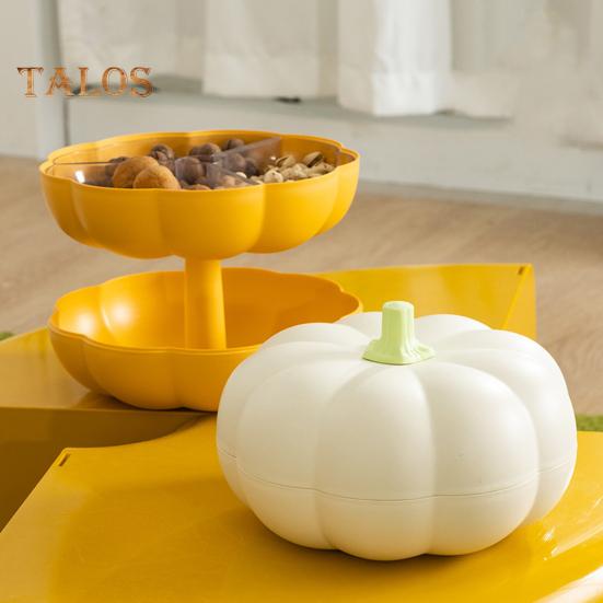 Pumpkin Snack Holder Halloween Divided Serving Tray with Lid 3 Compartments Fork Storage Easy To Clean Serving Container for Fruits Nuts Candies