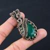 Lab-Created Emerald Gemstone Pure Copper Wire Wrapped Handmade Pendant Jewelry