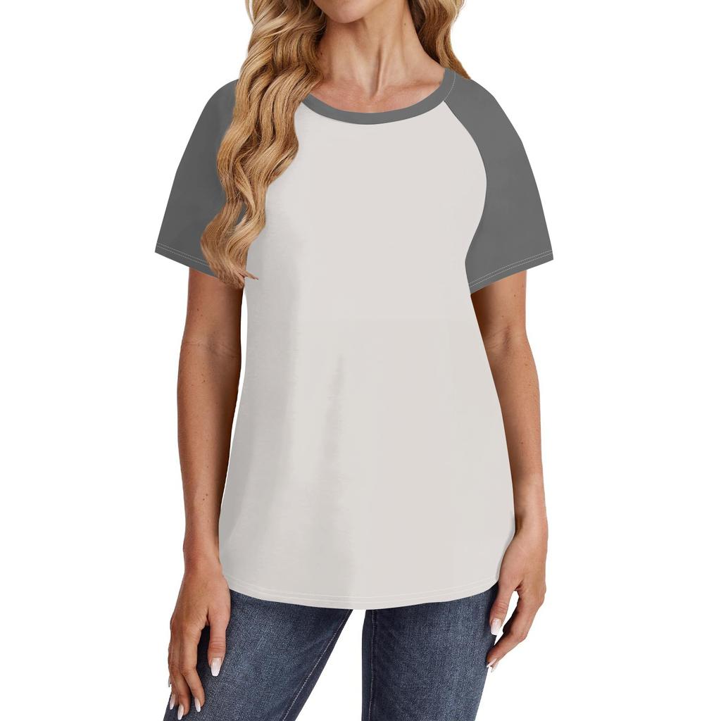 Women's Short Sleeve T Shirts Round Neck Cute Tunic Tops Basic Tees Blouses Loose Fit Pullover
