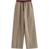 INMAN Women's Miu Series Plaid Wool Blend Wide-Leg Pants