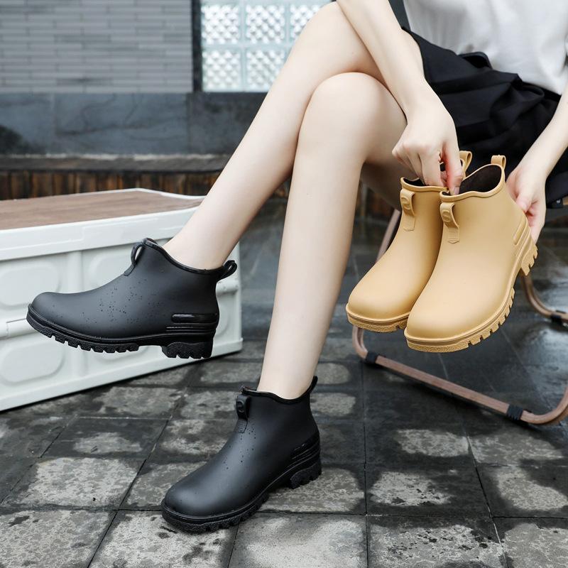 Summer New Women's Fashion Slip-on Sleeve Waterproof Outdoor Leisure All-match Non-slip Womens Rain Boots Water Shoes Size 36-41