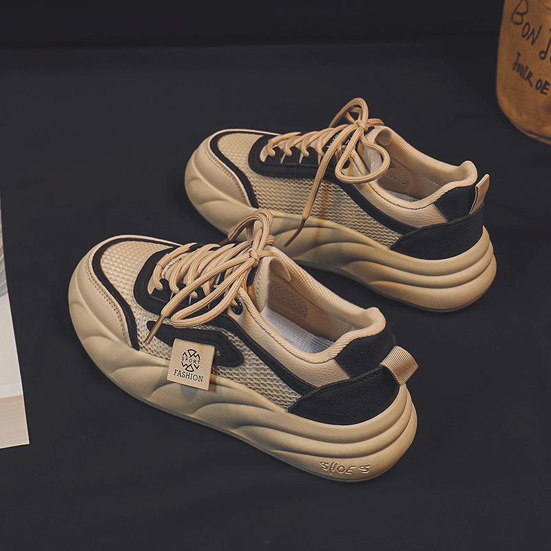 Women's Mesh Canvas Shoes Platform White Shoes New Summer Thin and All-Matching Breathable Skate Shoes for Students