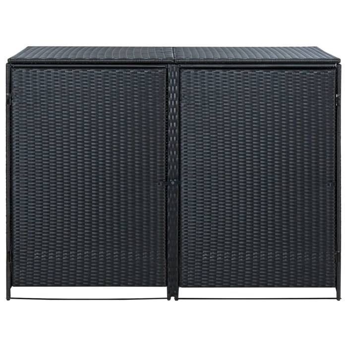 Bin Shelters - vidaXL - Double - Woven Resin - Black - 148x80x111 Cm