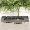 VidaXL Garden Lounge Set 8 Pcs with Cushions Grey Wicker 3187297