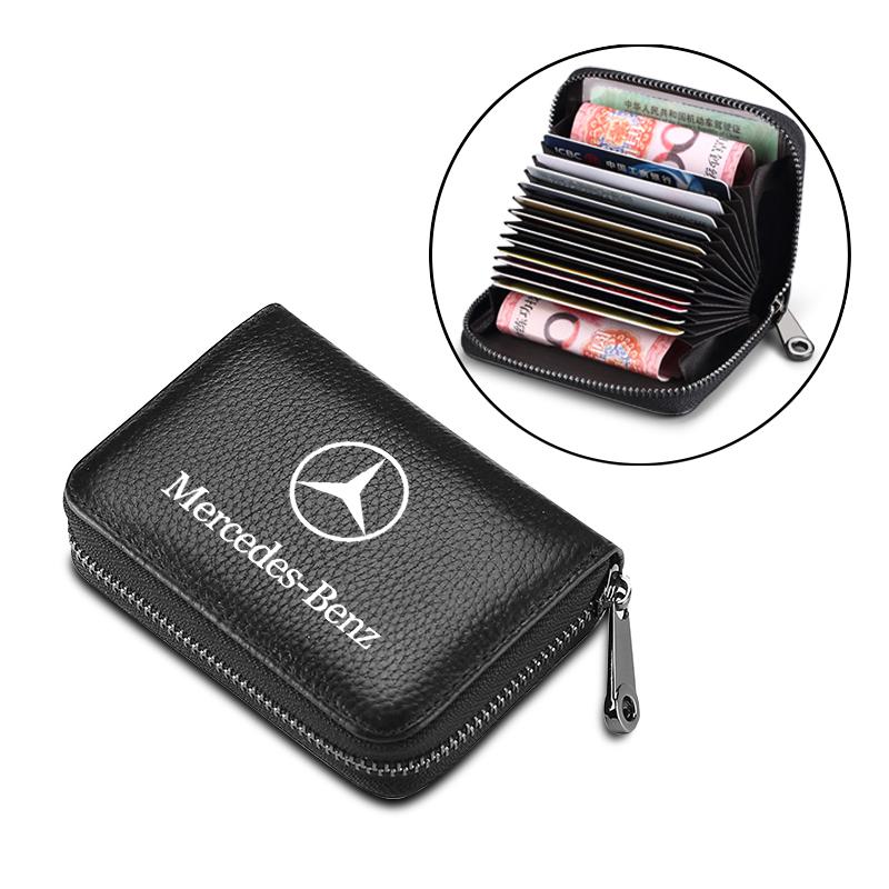 1Pcs Genuine Leather Car Driver's License, ID Card, Bank Card Wallet For Mercedes-Benz C500 C200 C300 A B C E GLA CLA GLK GL ML GLE V177 W247 W176