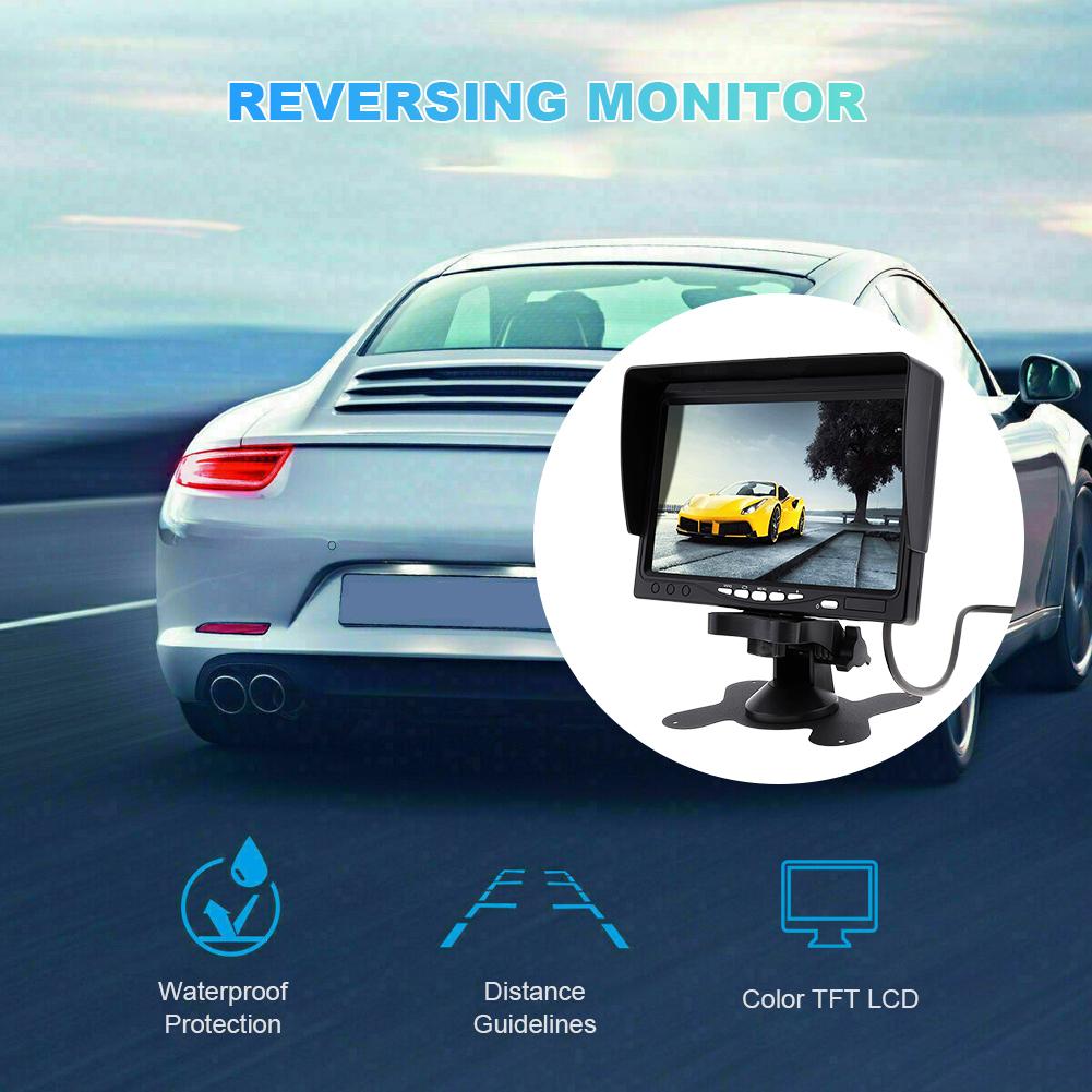 7 Inch Back Up Car Monitor with Sunshade Reversing Camera Screen Rotating HD LCD