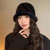 Plush Bucket Hat Women's Big Head Circumference Basin Hat Fashionable Versatile Winter Warm Bucket Hat