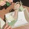 New Exquisite Women's Sandals Fairy Style Coarse Heel Flower Fashion Casual Women's Sandals Root Pearl High Heels Women's Shoes