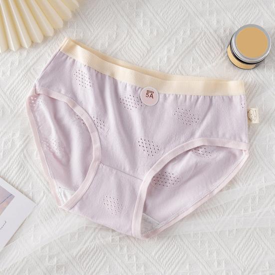 High School Student Panties Seamless Mid Waist High Elasticity Hollow Out Good Breathability Solid Color Slim Fit Thin