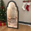 Christmas Mirror Hologram Santa Xmas Tree Scene Mirror with LED Light for Holiday Indoor Bedroom Kitchen Decor