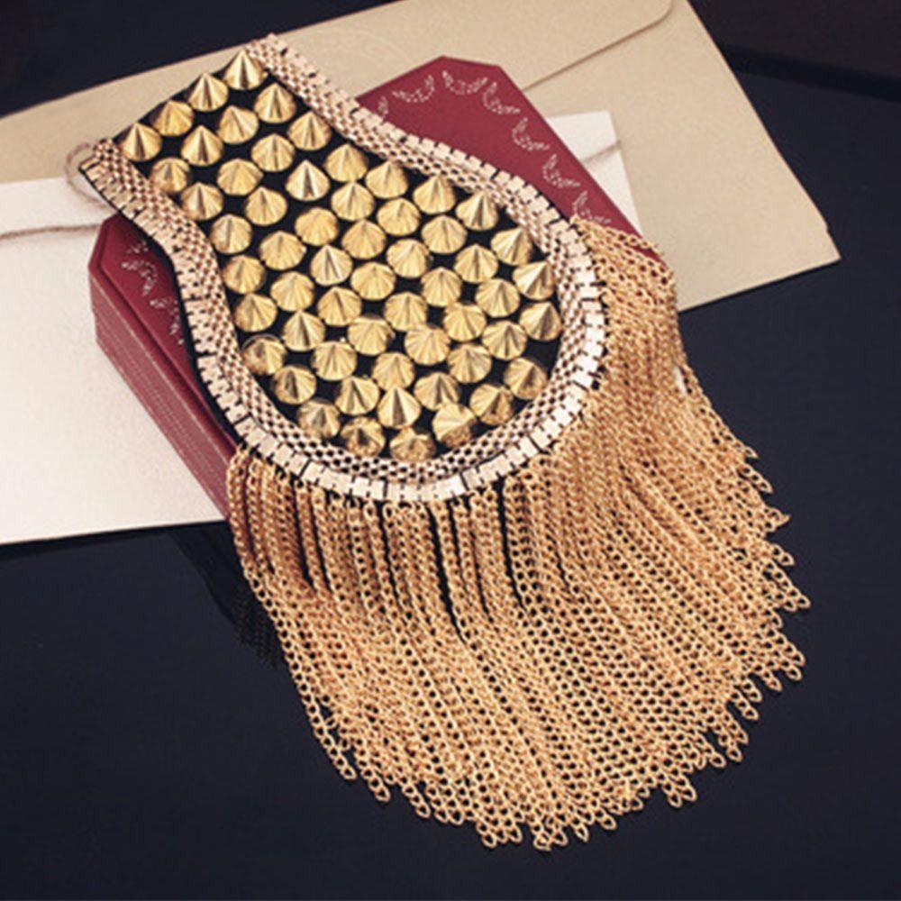 Classical Tassel Epaulette Rivet Shoulder Jewelry Vintage Clothing Accessories Club