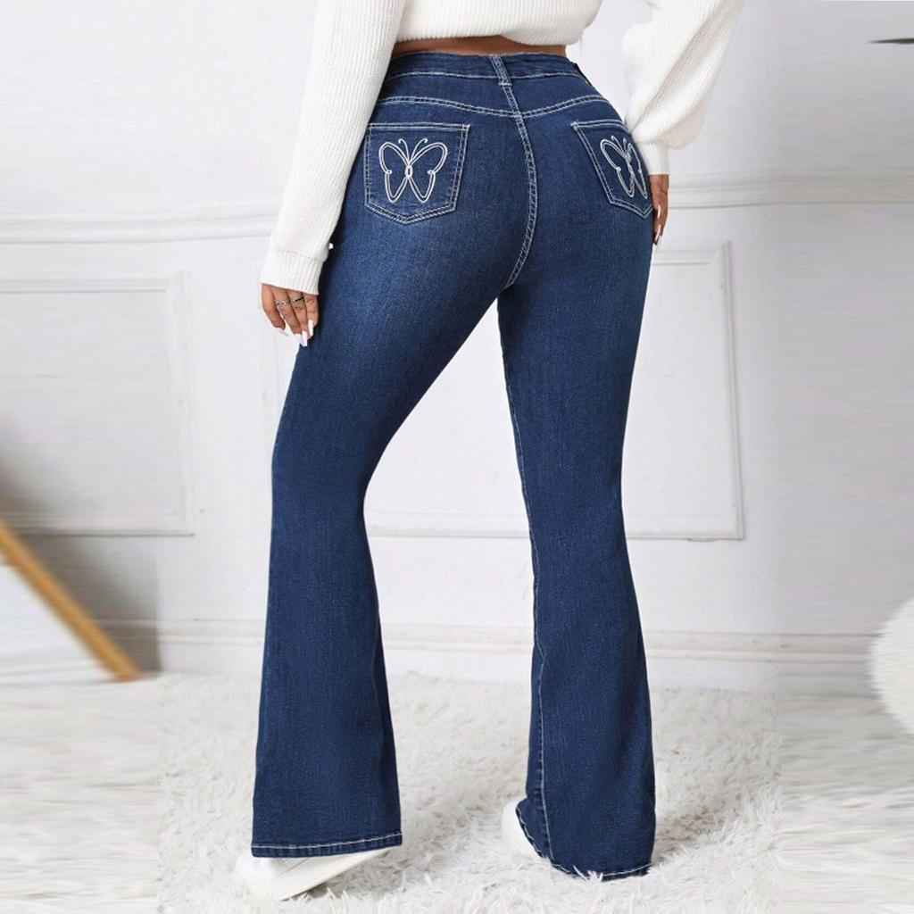 Girls Fashion Stretch High Waist Slim Slim Slim Pants New Back Pocket Embroidered Jeans