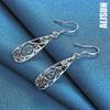 925 Sterling Silver Retro Geometric Pendant Piercing Earrings Fashionable Wedding Jewelry
