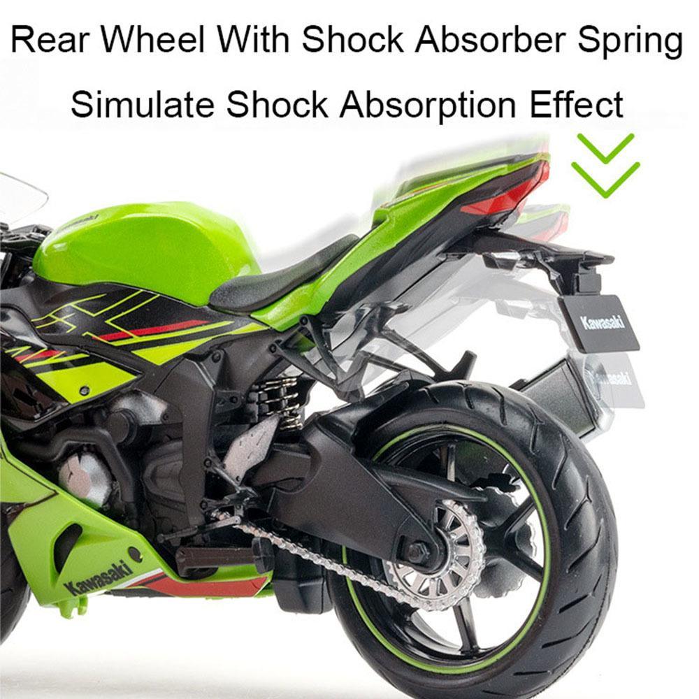 1/12 Kawasaki NIJIA ZX6R Motorcycle Alloy Car Toy Model Front Wheel Left Right Steering Rear Wheel Suspension Vehicle Kids' Gift