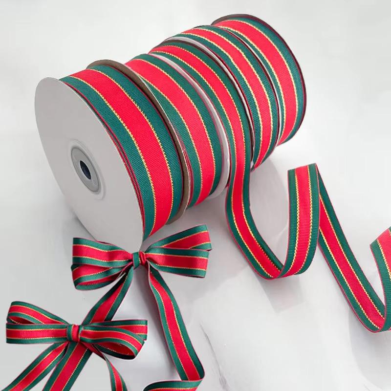 25Yards/Roll Red Green Ribbons DIY Crafts Gift Packaging Floral Decor Christmas 2.5cm Gift Box Decorative for Cake Box Bows