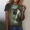 3D Printed Cute Animal T Shirt For Women Funny Cat Pattern Tees Summer Harajuku T-Shirts Round Neck Tops Loose Short Sleeves
