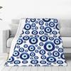 Mediterranean Evil Eye Flannel Blankets Warm Soft Charm Blue Throw Blanket Winter Airplane Travel Chair Sofa Bed Funny Bedspread