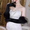 1Pair Wedding Gloves Retro Style Long Gloves Elastic Force Banquet Gloves Satin Gloves Feather Gloves Wedding