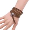 New Five Circle Embossed Cowhide Bracelet Vintage Simple Multi Loop Bracelet Fashion Buckle Leather Bracelet