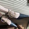Fashion 2025 Summer New Pointed-Toe Design High-End High Heels Slim Heels J Rhinestone Round Buckle Niche One-Shoulder Sandals For Women