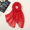 Women's Large Korean-Style Solid Color Silk Scarf and Chiffon Beach Wrap