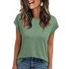 Women Work Casual Fashion Short-sleeved Round Neck Solid Color T-shirt Top
