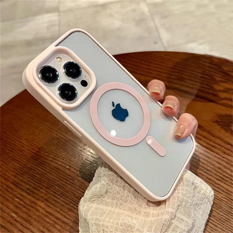 Luxury Magsafe Transparent Case For iPhone 15 14 13 12 11 Pro X XS XR Max Mini 7 8 Plus SE 2022 Magnetic Wireless Charge Cover