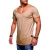 Men's Short Sleeve V Neck T Shirt Casual Slim Fit Solid Muscle Tee Tops Blouse