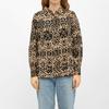 Black Blouse with Beige Ethnic Print Paula Woman