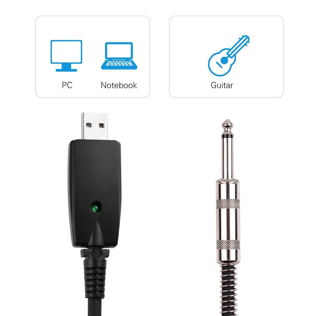 USB Guitar Andio Cable USB Male Interface To 6.35mm (1/4inch) Mono Electric Guitar Connection Cable