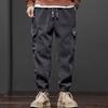 Fall Winter Men Cargo Pants Loose Drawstring Elastic Waist Plus Size Joggers Thickened