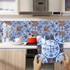 10pcs Dream Blue Wall Tile Sticker Kitchen Backsplash Oil-proof Bathroom Waterproof Home Decor Wall Decals Peel Stick Art Mural