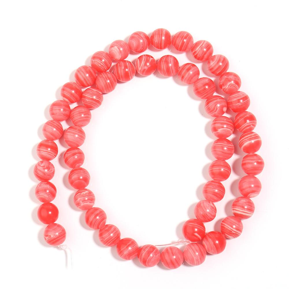 Red Stripe Painting Stone Beads for Jewelry Making Round Loose 4/6/8/10/12 Mm Strand 15'' Necklace Accessories