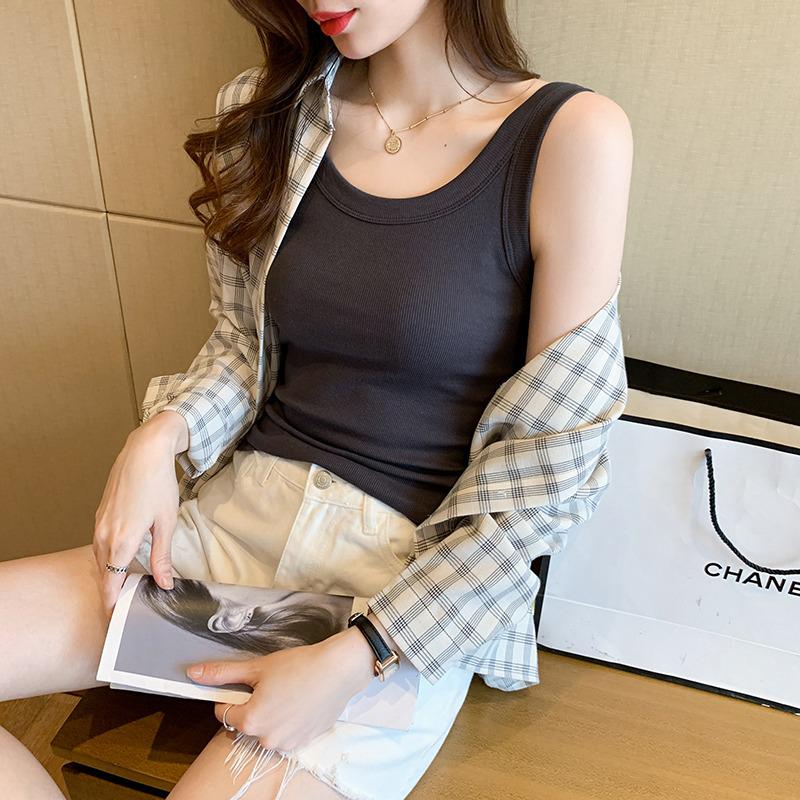 Trendy Sleeveless Anti-Exposure Camisole for Women - Slimming Korean Style