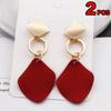 2PCS New Fashion Earrings Ladies Geometric Drop Earrings Punk Metal Earrings Green White Red Jewelry Elegant 3 Colors