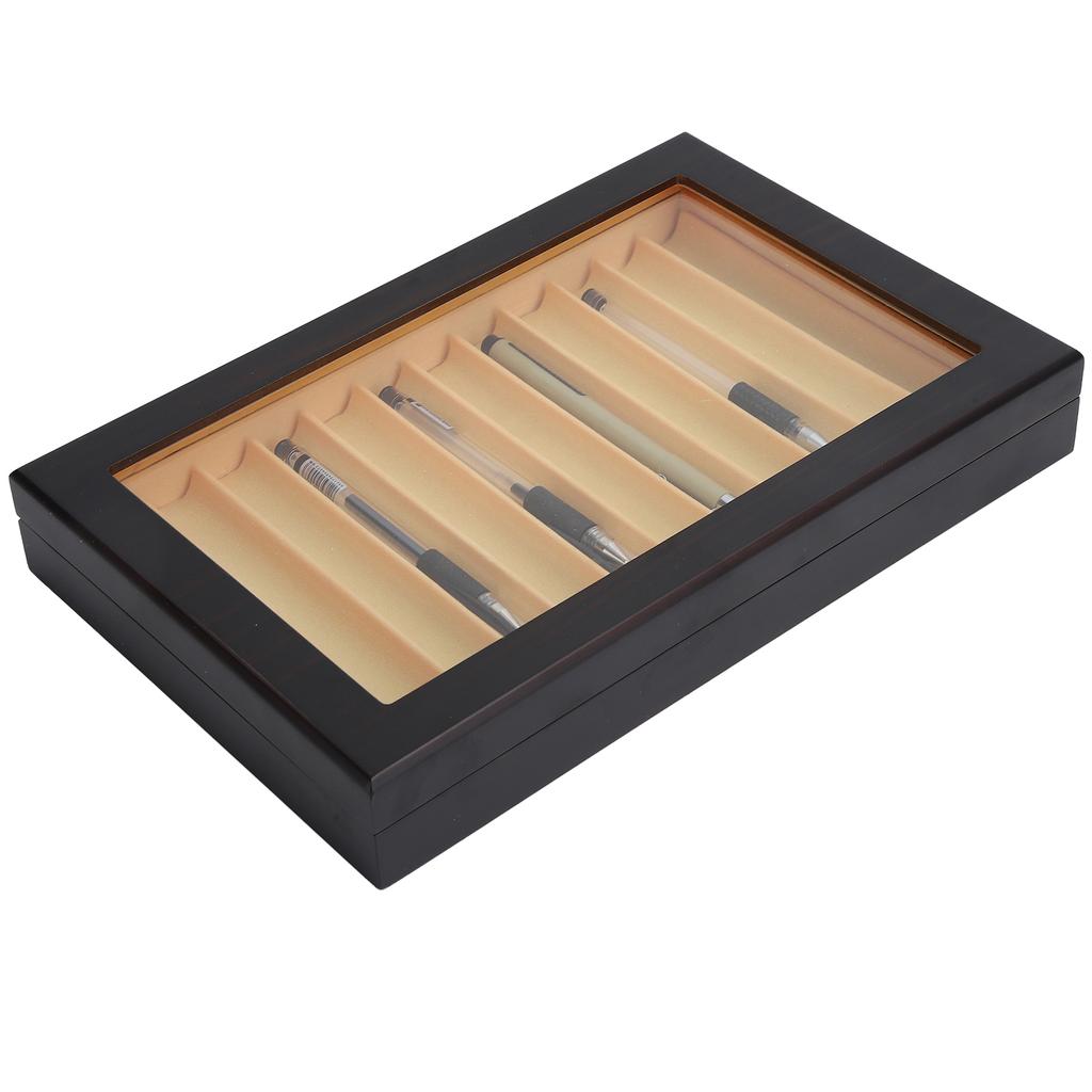 12 Digit Wooden Fountain Pen Display Case Black Baking Varnish Pen Storage Gift Box