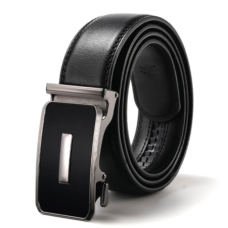 New Korean Style Men's Belt Trendy Alloy Automatic Buckle Leather Pants Belt Business Casual Young and Middle Aged Belt Men