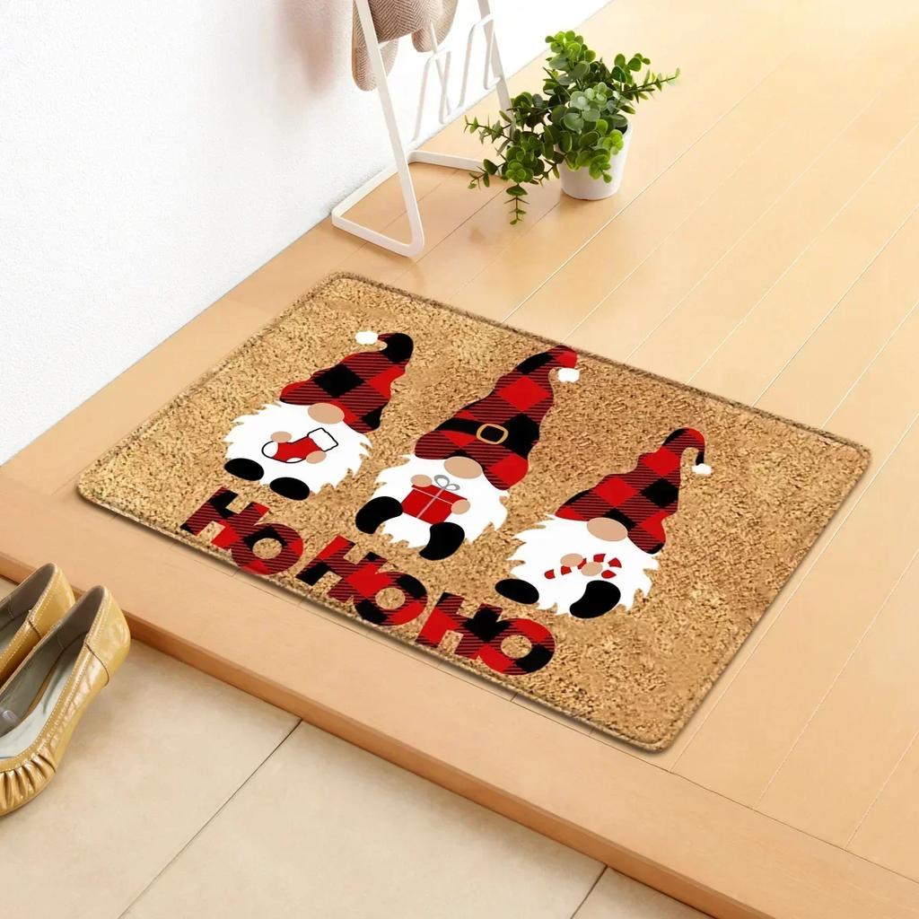 Merry Christmas Welcome Doormat Winter Non-Slip Rubber Backed Floor Mat for Home Indoor Outdoor Entrance Decoration