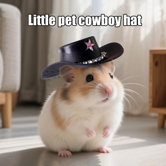 Small Animals Hats Hamster Mini Cowboy Hat Rhinestone Star Design Tiny Pet Hat Costume Accessories for Guinea Pig Rabbit