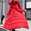 New Winter Jacket Ladies Warm Fashion Bow Belt Collar Long Dress Ladies Thick Coat