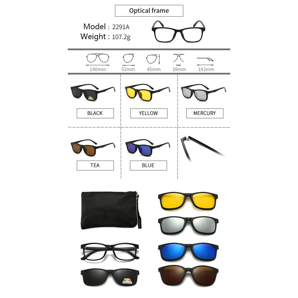 Clip On Sun Glasses Women Driving Eyewear 6 In 1 Polarized Hot Sale Clip High Quality Sunglasses Magnet Magnetic Unisex Travel Optical Accessories