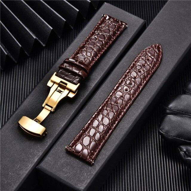 Crocodile Pattern Luxury Design Leather Watchbands with Automatic Buckle Men Watch Band 18mm 20mm 22mm 24mm Watch Straps