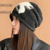 Korean Autumn and Winter Hats for Women Cute Bow Knitted Wool Hats Warm and Versatile Piles of Hats Small Cold Hats Face Showing
