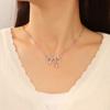 1PCS Korean Fashion Bow Necklace for Women Girls Silver Color Elegant Zircon Necklaces Sparkle Clavicular Chain Jewelry