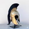Medieval Troy Achilies Helmet with Black Plume, Spartan Greek Gladiator Armor, Handmade Bronze Warrior Helmet Replica