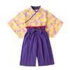 Hakama Style Kids Yukata Girls Japanese Clothes Top and Bottom Set Girls Kimono Cute Baby Yukata Hakama Dress Celebration Floral Pattern Bowknot