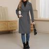 Women's Casual Fashion Solid Color Long-sleeved V-neck Tie Long Woolen Coat