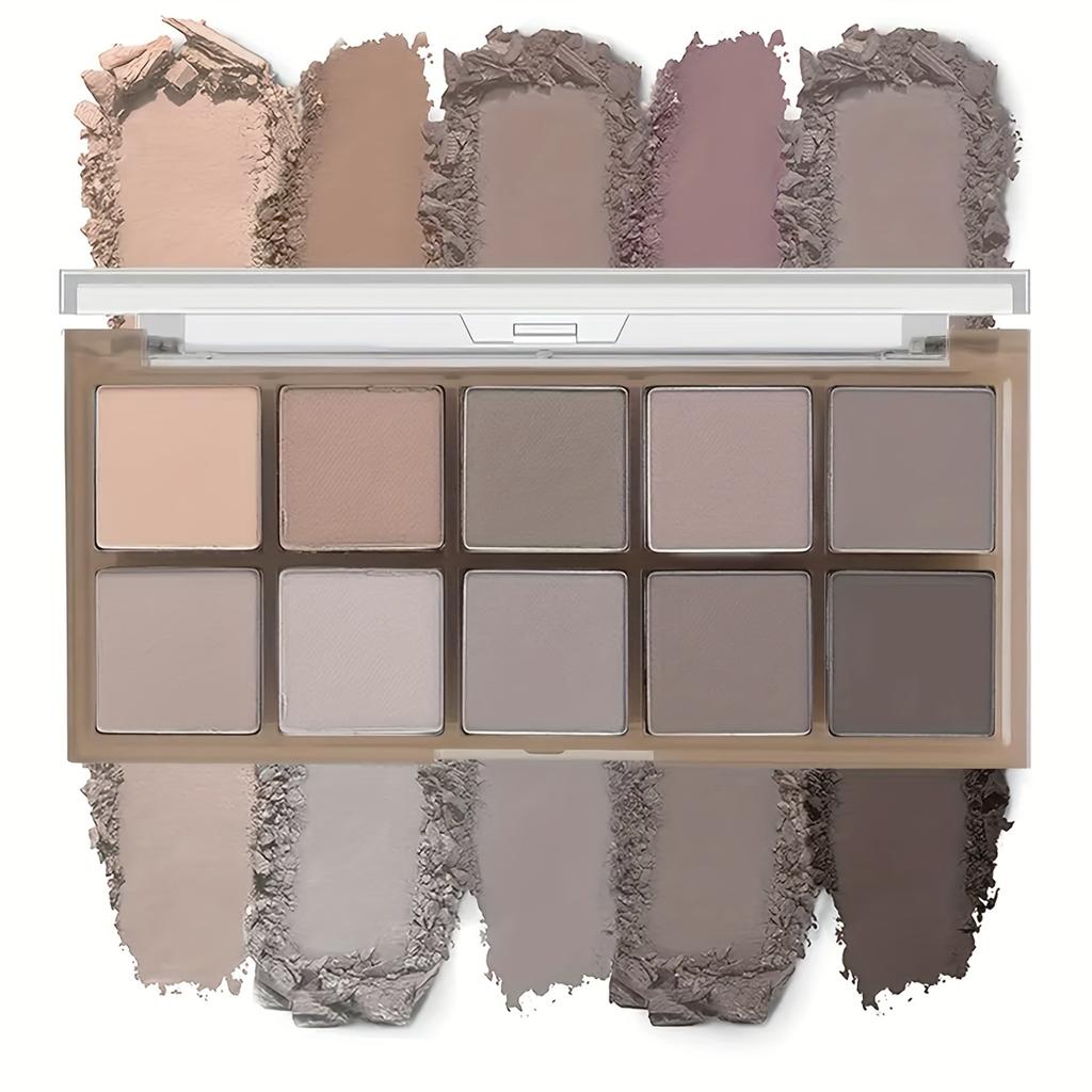 10-Color Smoky Eye Shadow Palette Long-Lasting Matte & Shimmery Finish Black Brown Coral Pink Earth Tones for Face Contouring and Everyday Makeup Look