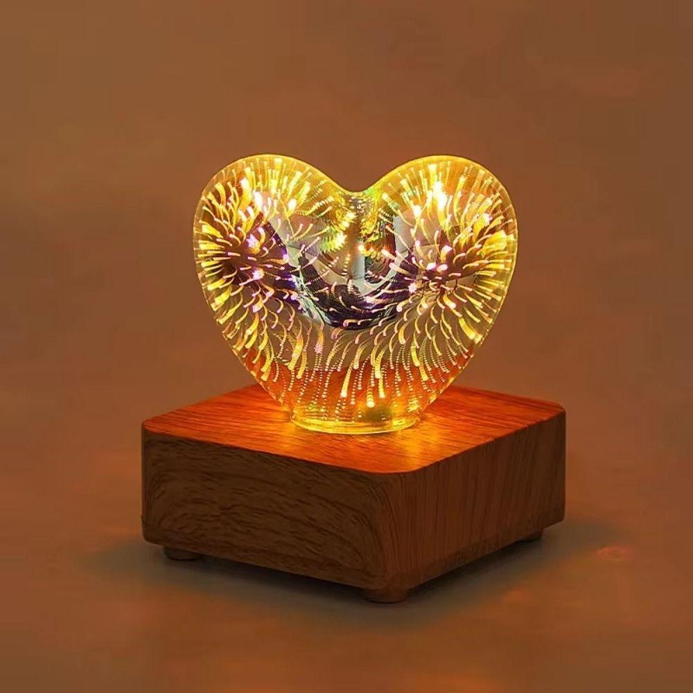 Colorful 3D Fireworks Night Light Romantic Atmosphere Heart Shaped Atmosphere Lights Living Room
